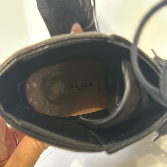 Alaïa Suede Embroidery 2X Platform Hiker Boots Black EU 38.5 Celeb Style - Picture 6 of 11